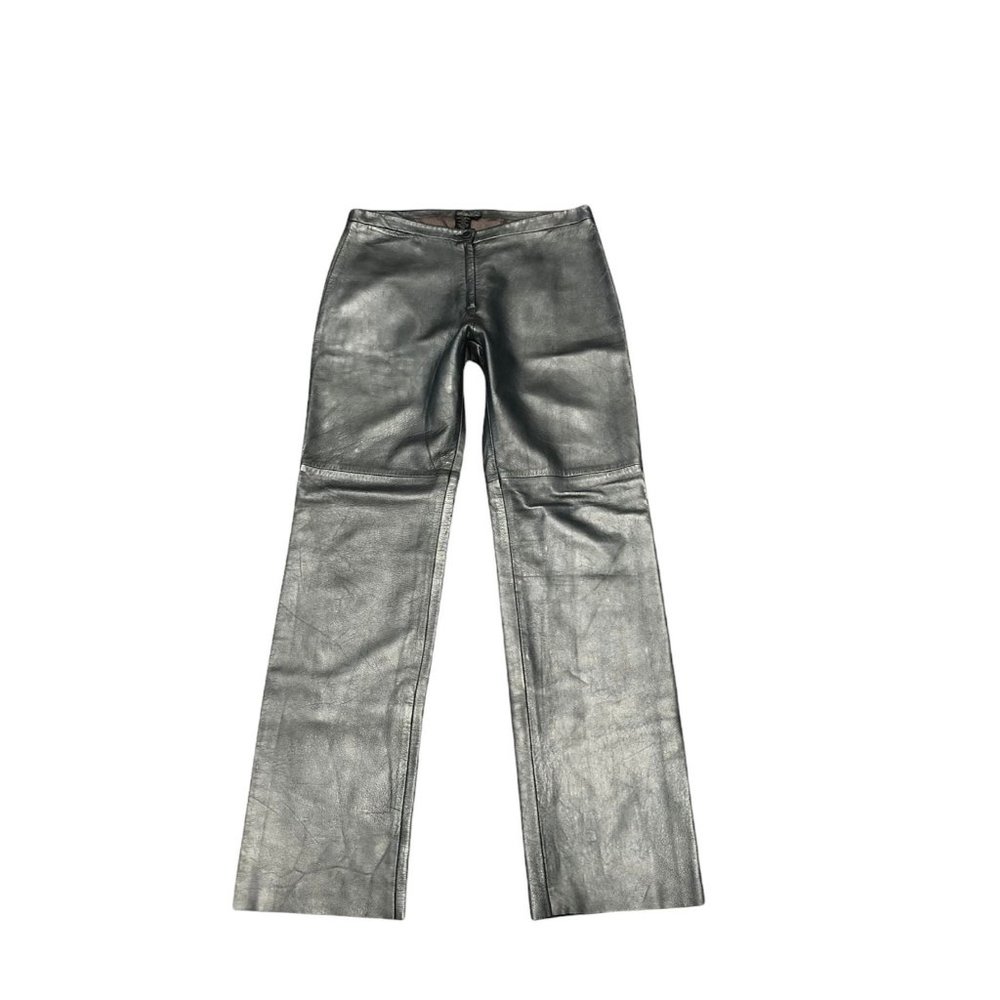 Genuine Leather Metallic Straight Leg Pants